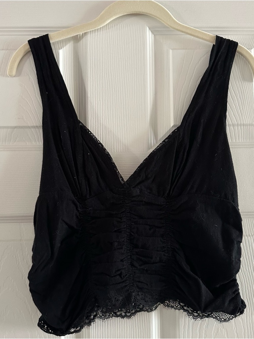 Free People Black Lace Trimmed Tank Sleeveless Size S Summer Sexy Cute